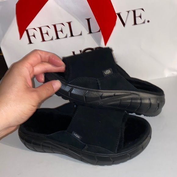 Womens UGG WESTSIDER SLIDES BLACK SUEDE   #6 - Picture 2 of 5